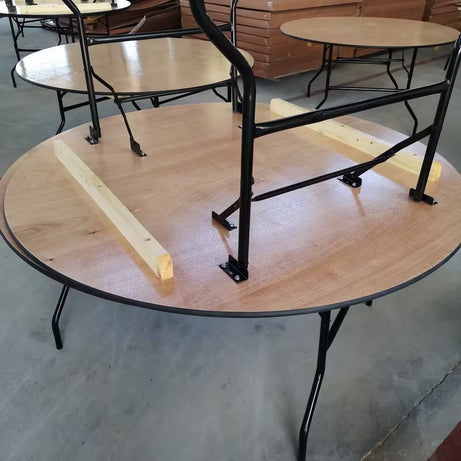 Outdoor Wedding Banquet Folding Dining Table Foldable Round Wooden Table For Wholesale