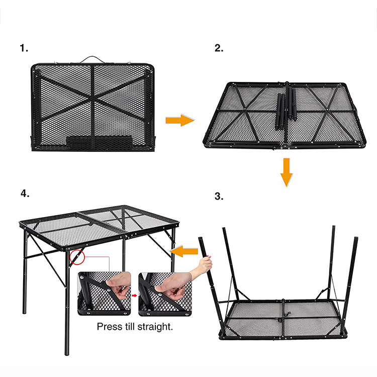 Portable Folding Outside Camping Picnic Steel Mesh Outdoor Tables