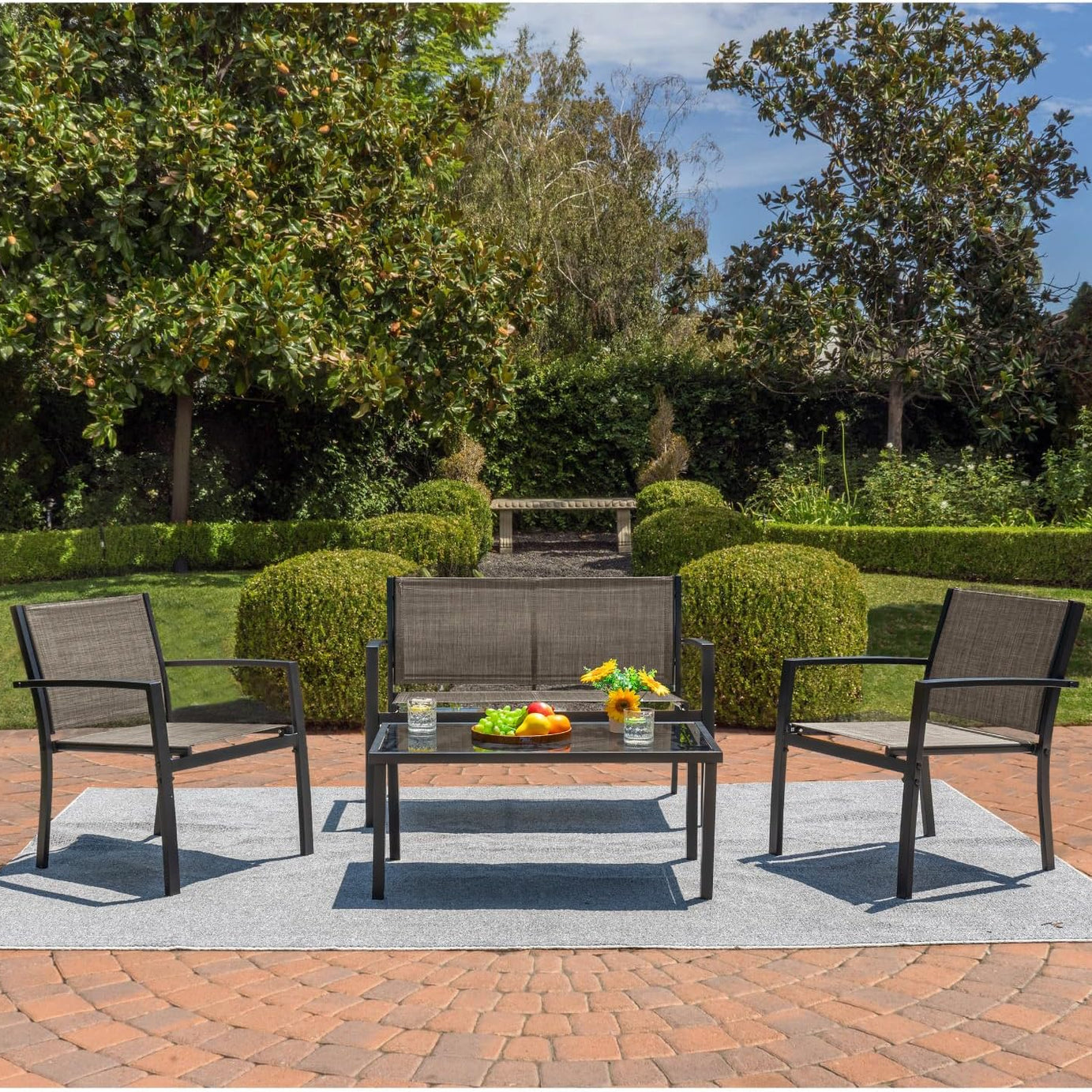 Steel Frame Modern Outdoor Garden Sofa Set Patio Furniture