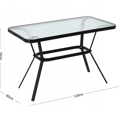 Gymbopro Outdoor Modern Metal Frame Courtyard Outdoor Furniture Set Water Grain Glass Table with Umbrella Hole
