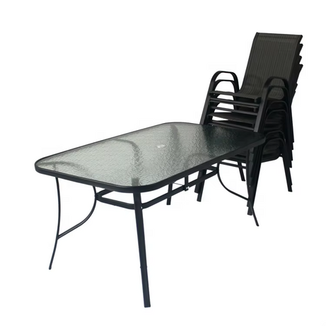 Outdoor Metal Steel Patio Garden Furniture Set Table and Chair Set With Patio Umbrella