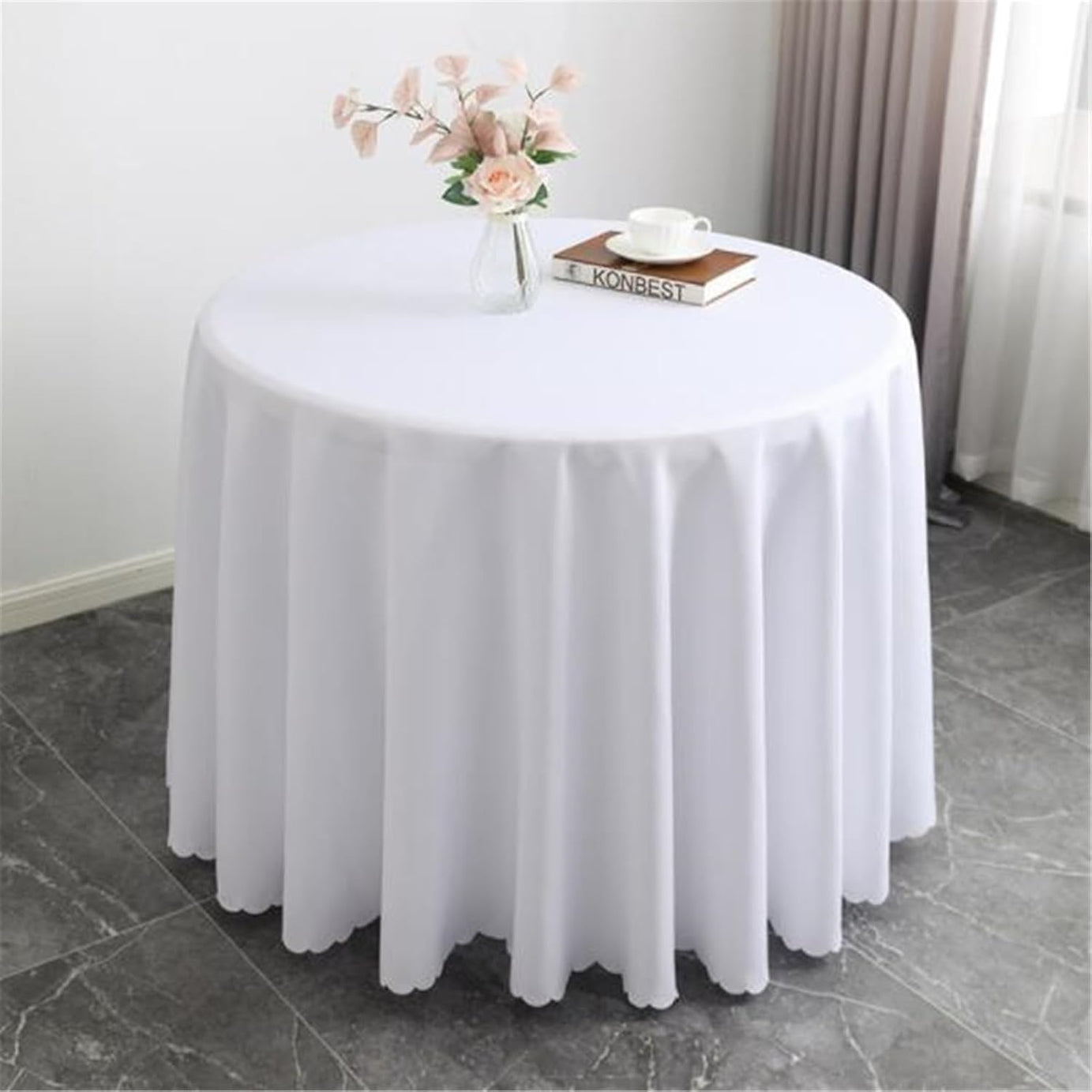 White Tablecloths Banquet Polyester Round Table Cloths for Wedding Party