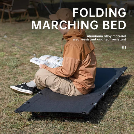 Customized Logo Ultralight Portable Folding Cot Travel Compact Sleeping Beds Aluminum Camping Bed