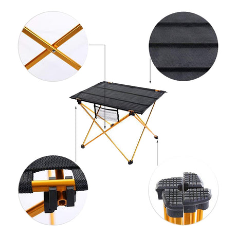 Aluminium Picnic Table Roll Up Folding Portable Camping Table