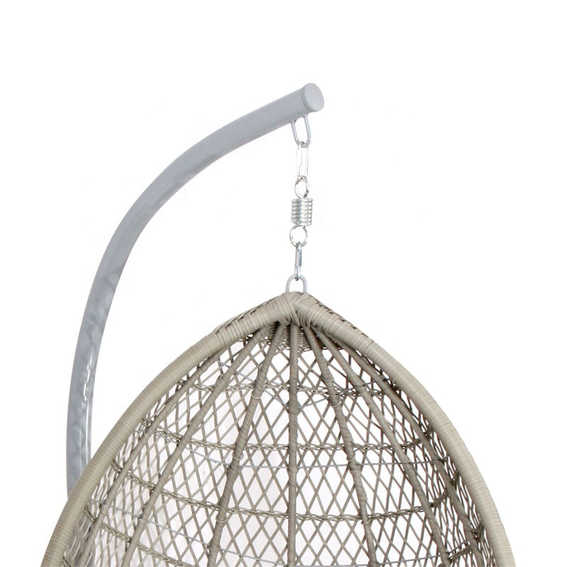 Outdoor Hanging Curved Chaise Lounge Chair Patio Rattan Egg Chair Swing With Stand