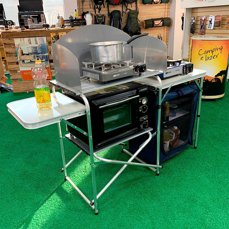 Aluminum Outdoor Portable Folding Picnic Bbq Camping Kitchen Table With Storage