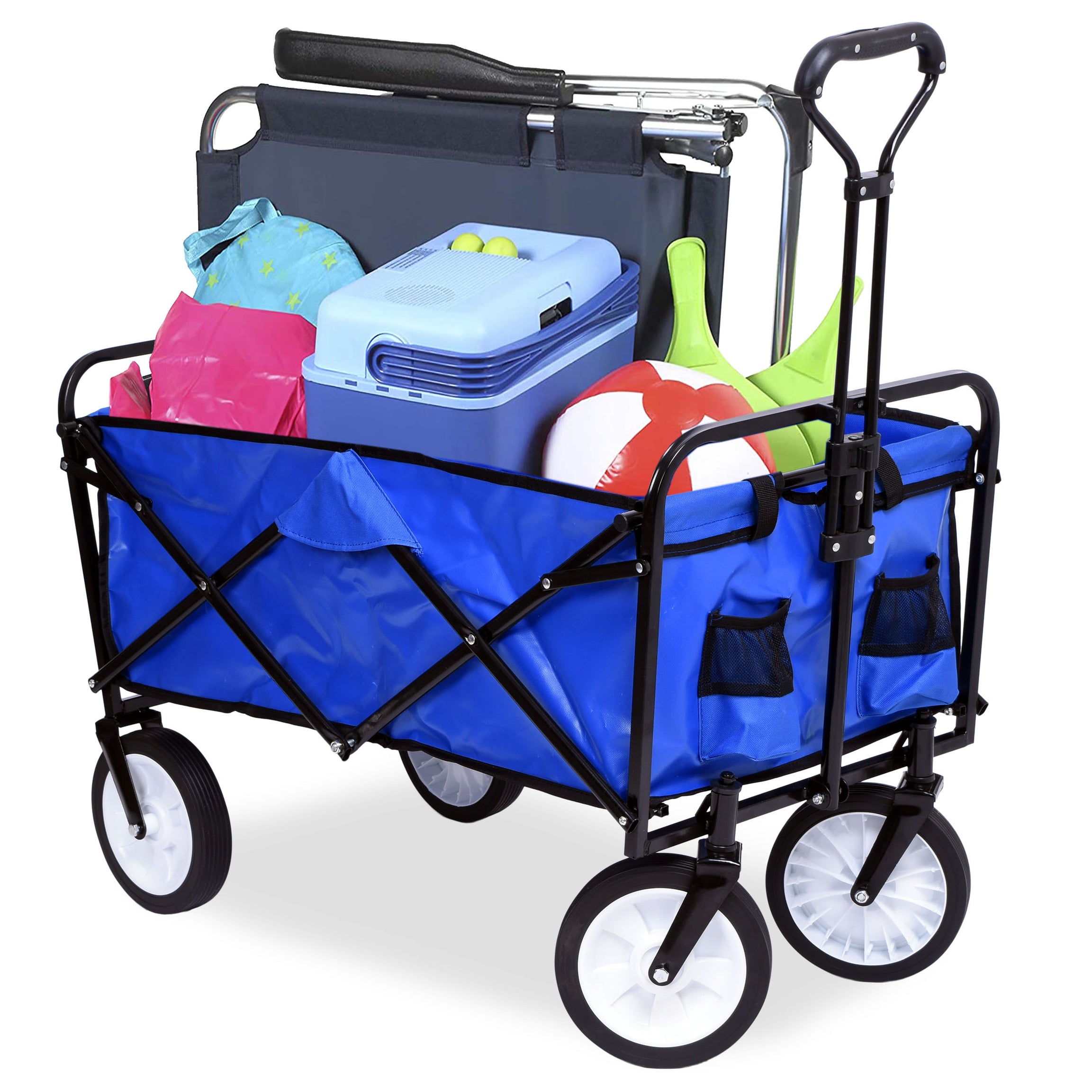 Outdoor Camping Garden Beach Folding Stroller Wagon Cart With UniveOutdoor Camping Garden Beach Folding Stroller Wagon Cart With Universal Wheels And Adjustable Handlersal Wheels And Adjustable Handle