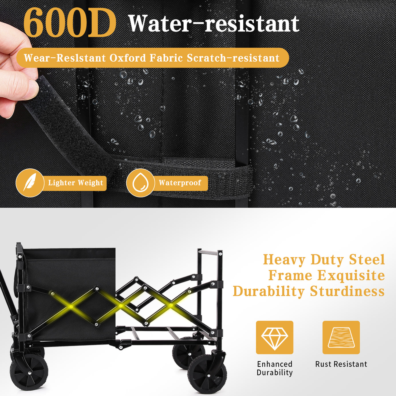 Wholesale Portable Camping Picnic Polyester Folding Wagon with Pe Coating 75kgs Capacity Storage