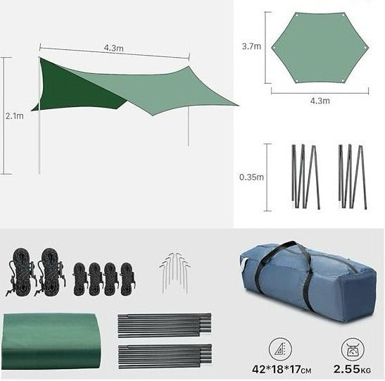 High Quality Portable Lightweight Waterproof Sunshade For Camping Hiking