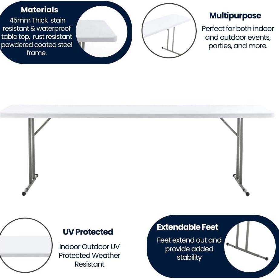 Modern Portable Outdoor 6ft Dining White Hdpe Plastic Folding Table