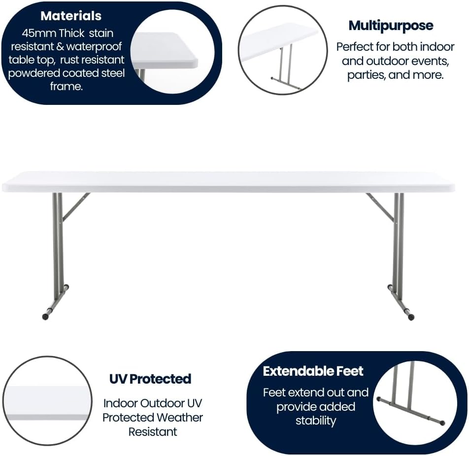 Modern Portable Outdoor 6ft Dining White Hdpe Plastic Folding Table
