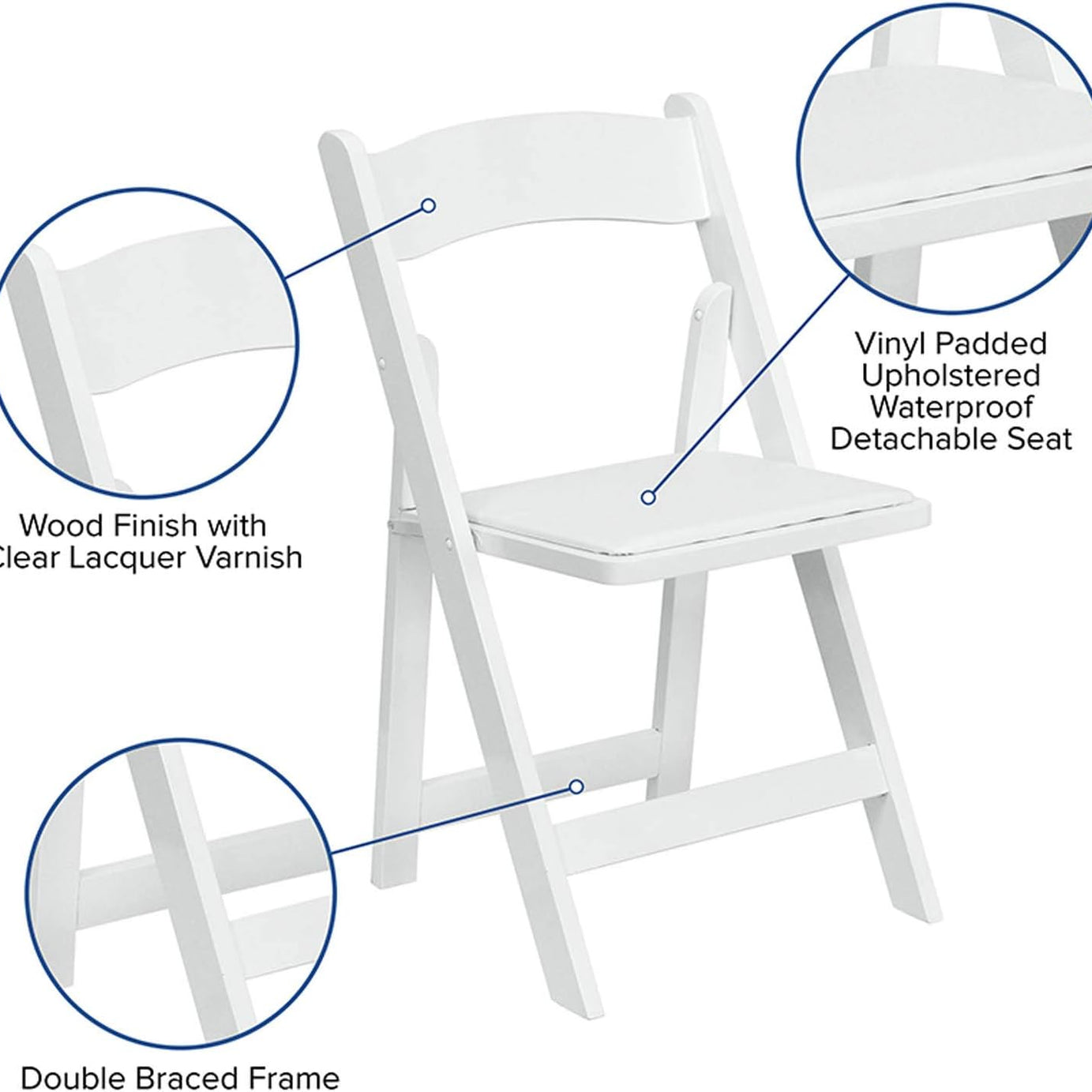 Wholesale 1 Pack Outdoor White Wimbledon Resin Folding Chair for Wedding Party Banquet