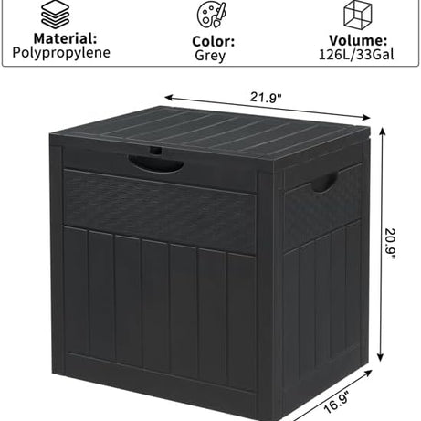 126L Garden Outdoor Waterproof Plastic Deck Storage Box