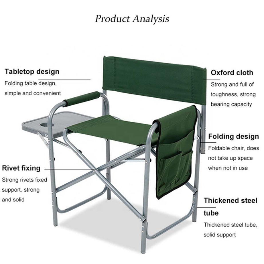 Lightweight Professional Folding Aluminum Director Chair Durable Outdoor Portable Director Chairs With Side Table And Bags