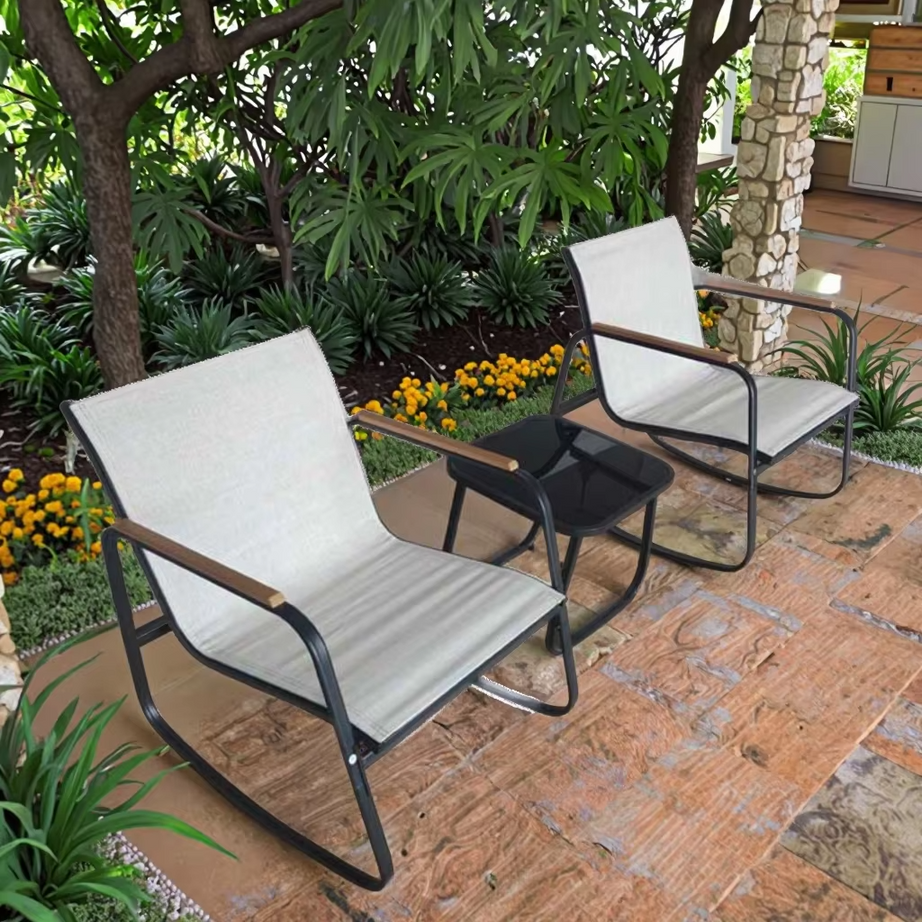 Outdoor 3 Piece Patio Furniture Set with a Glass Coffee Table