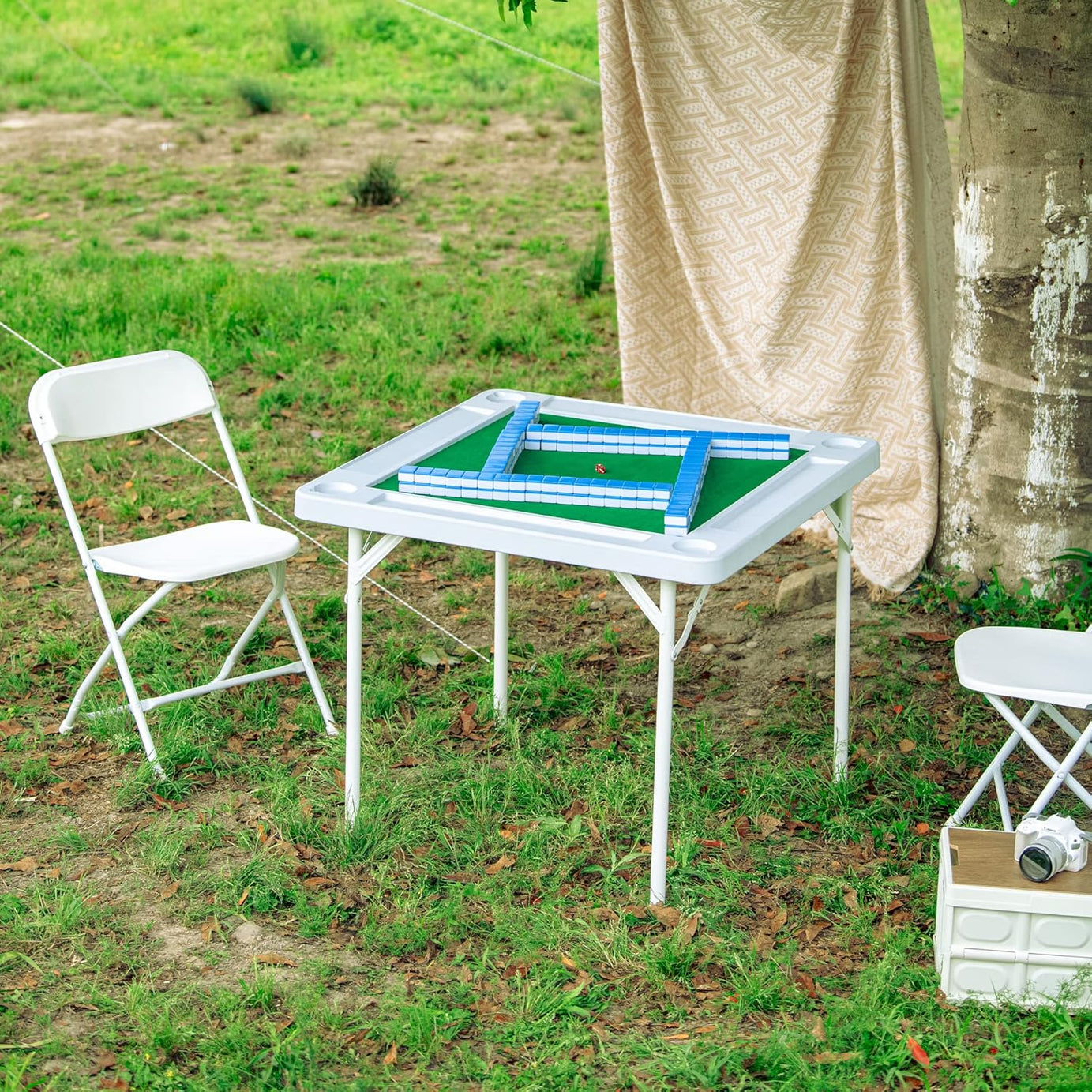 White Folding Plastic Material Square Blow Mold Domino Games Table