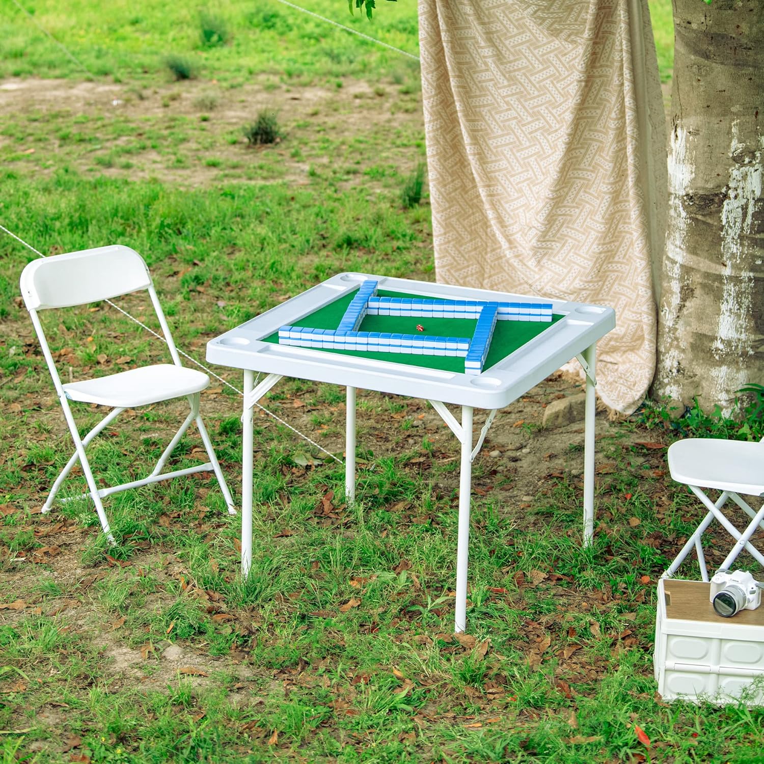 White Folding Plastic Material Square Blow Mold Domino Games Table