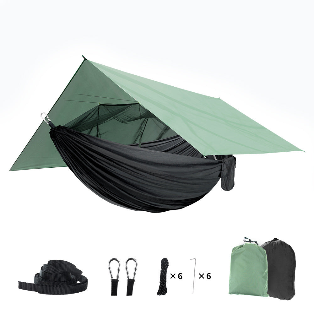 Outdoor Hanging Swing Camping Hammock With Mosquito Net And Sun Shade Rain Fly Tarp Set