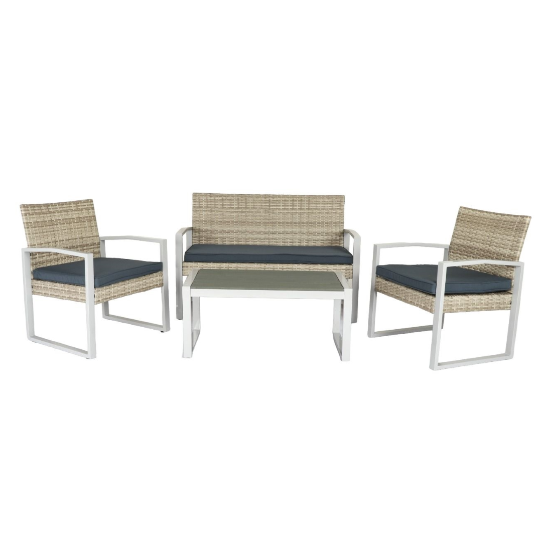 Outdoor Patio Sofa Set 4 Pieces Rattan Black Pe Vine Furniture Lounge Set Garden