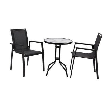 Manufactory Wholesale Custom Garden Aluminium Table Chairs Glass Top Round Dining Table