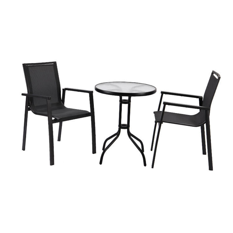 Manufactory Wholesale Custom Garden Aluminium Table Chairs Glass Top Round Dining Table