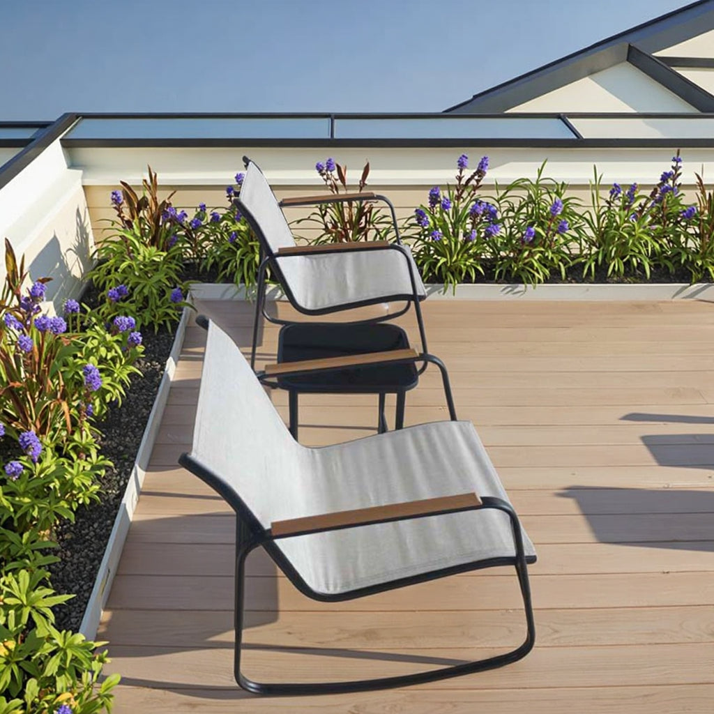 Outdoor 3 Piece Patio Furniture Set with a Glass Coffee Table