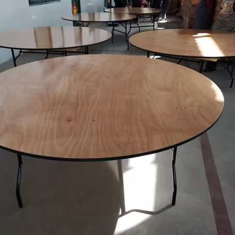 Outdoor Wedding Banquet Folding Dining Table Foldable Round Wooden Table For Wholesale