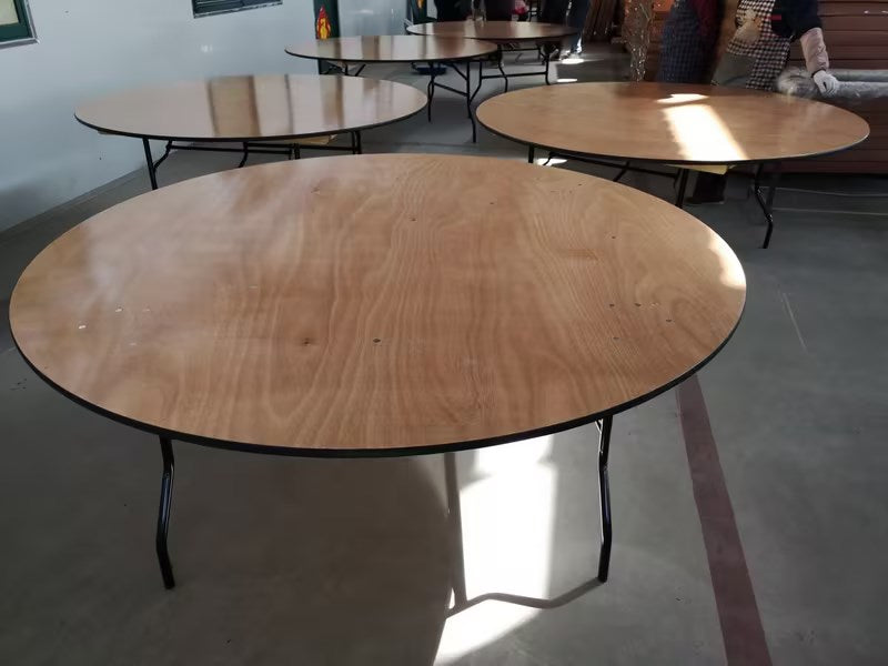 Outdoor Wedding Banquet Folding Dining Table Foldable Round Wooden Table For Wholesale