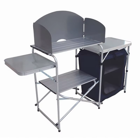 Aluminum Outdoor Portable Folding Picnic Bbq Camping Kitchen Table With Storage