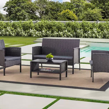 Patio Rattan Wicker Sofa Set Garden Sets Table and Chairs Set Outdoor Injection PP Rattan Furniture