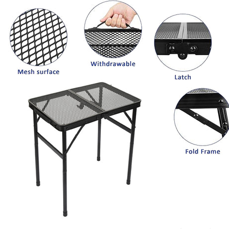 Portable Folding Outside Camping Picnic Steel Mesh Outdoor Tables