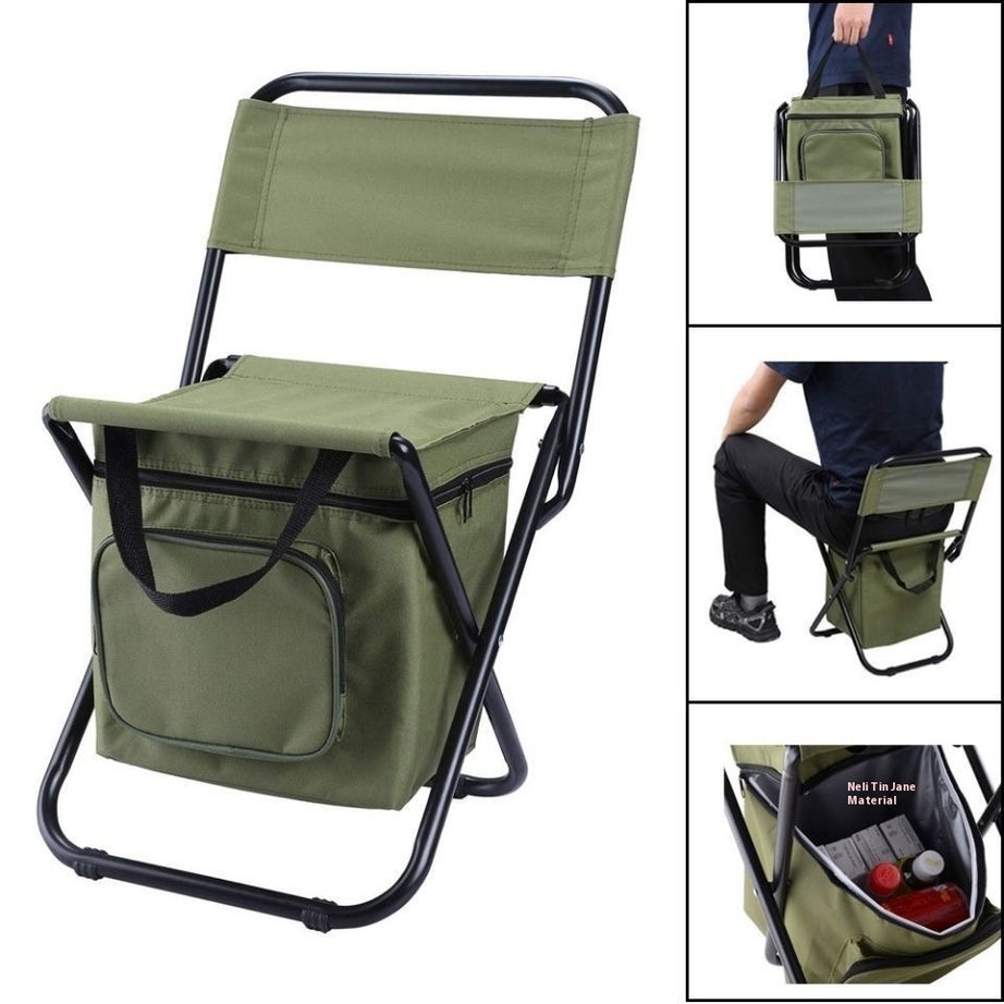 Portable Outdoor Oxford Fabric Folding Camping Fishing Chair with Cooler Bag