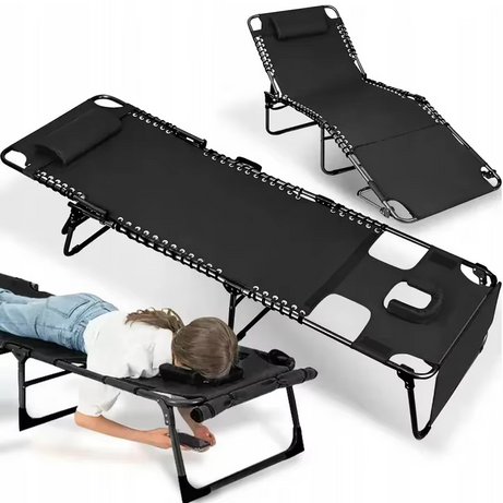 Adjustable Massage Bed Recliner Folding Lounge Chair Zero Gravity Folding Chair for Outdoor Camping