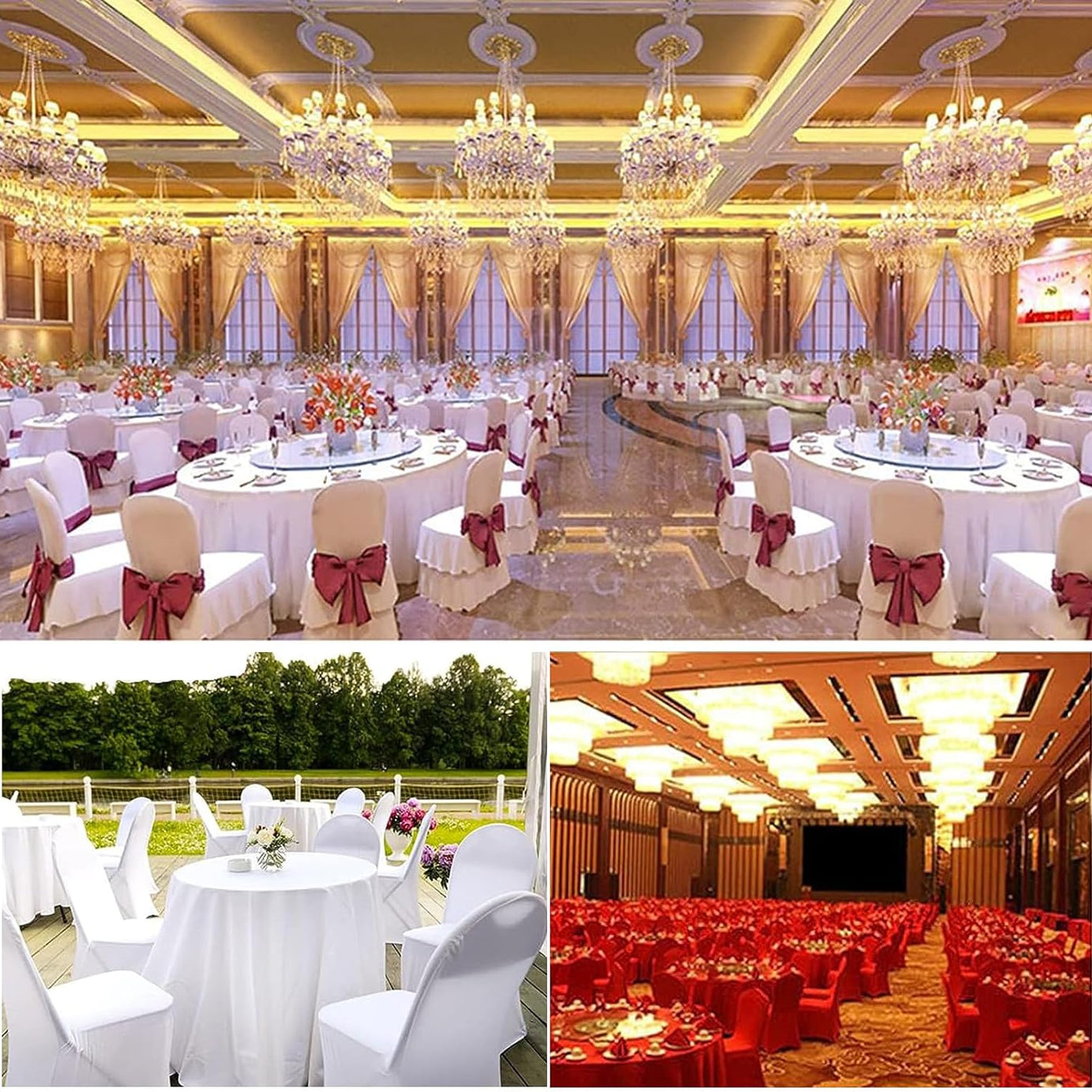 White Tablecloths Banquet Polyester Round Table Cloths for Wedding Party