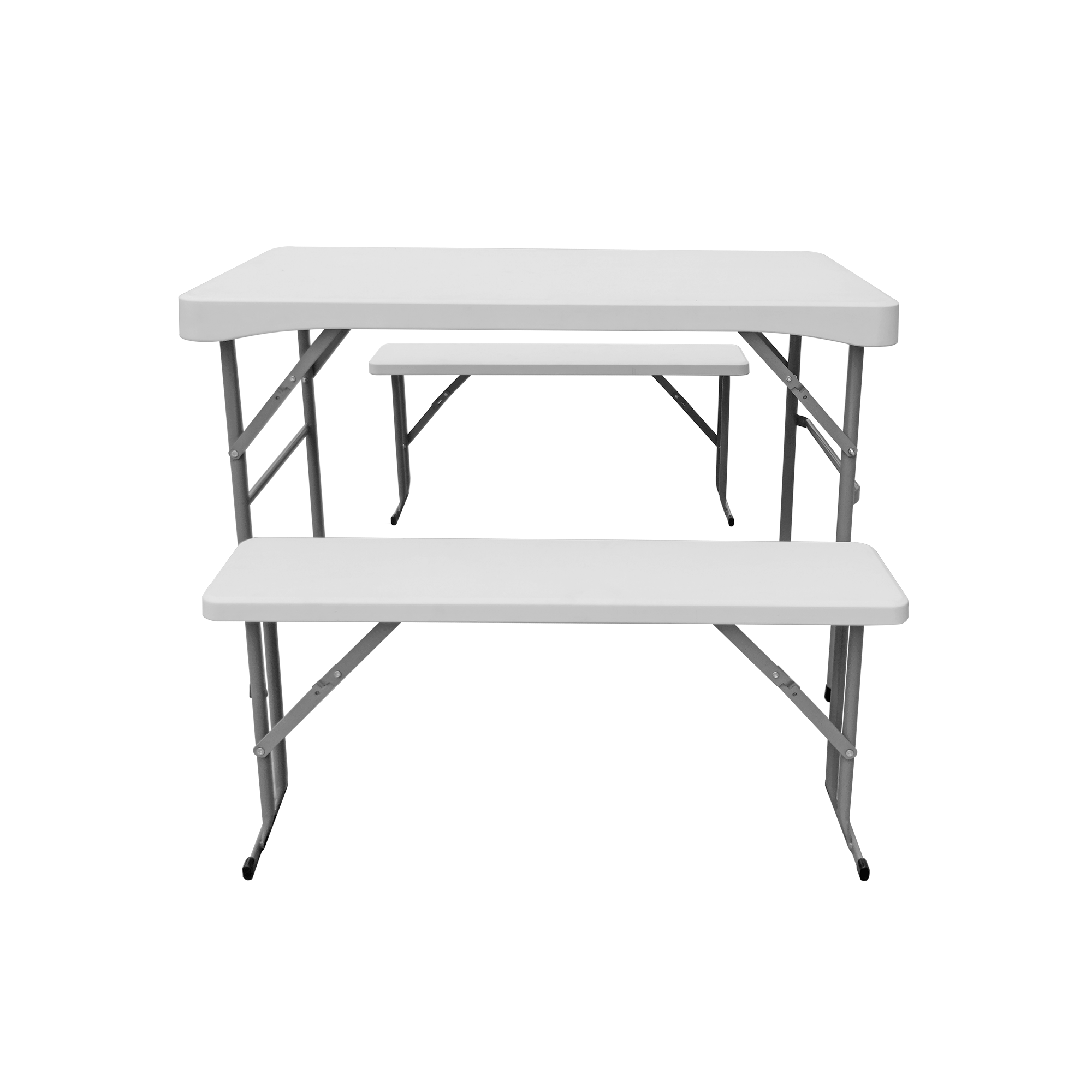 Outdoor Foldable Camping Picnic White Table And Bench Set Plastic Folding Beer Table Set
