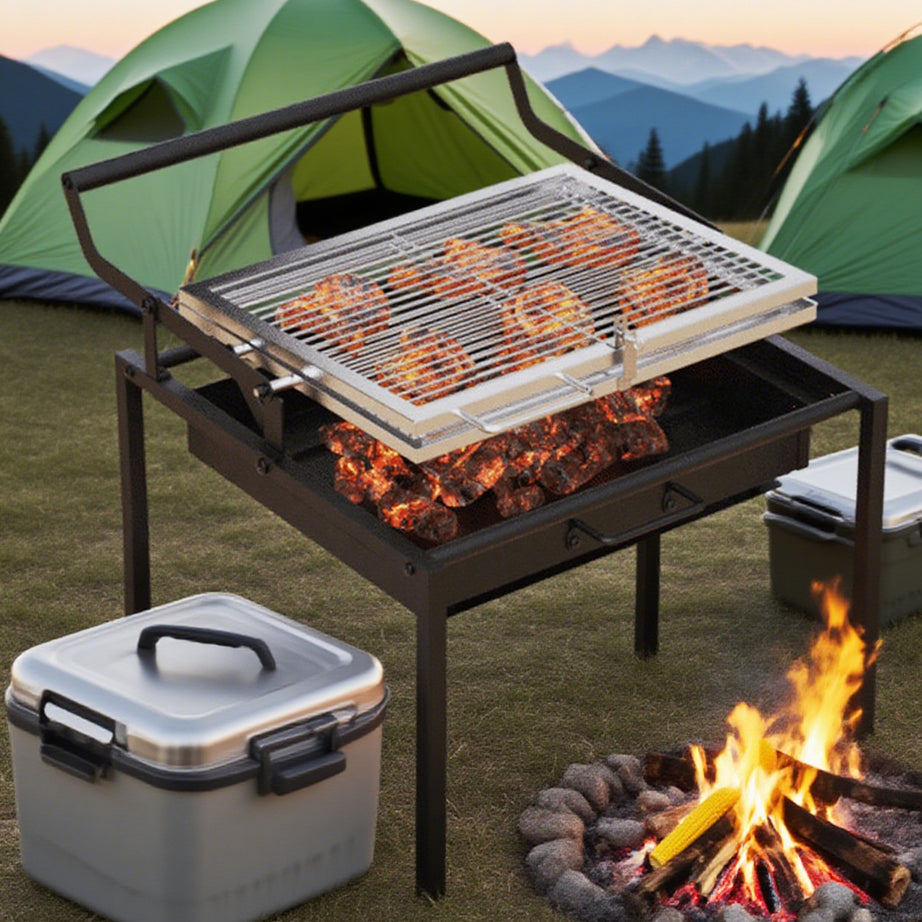 Portable Stainless Steel Flip Rotating Charcoal Bbq Grill for Outdoor Camping Picnic