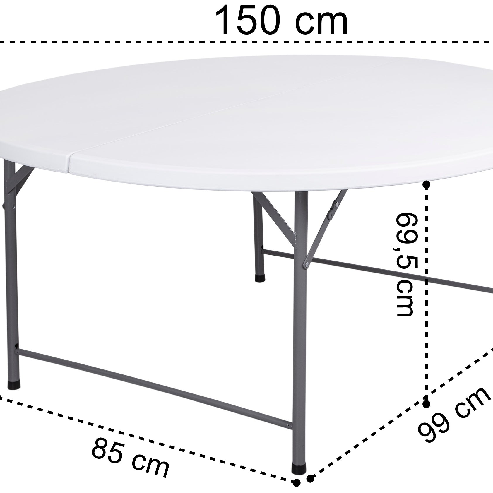 Popular Blow Molded Outdoor Hotel Restaurant Furniture Durable White Plastic Folding Round Banquet Table