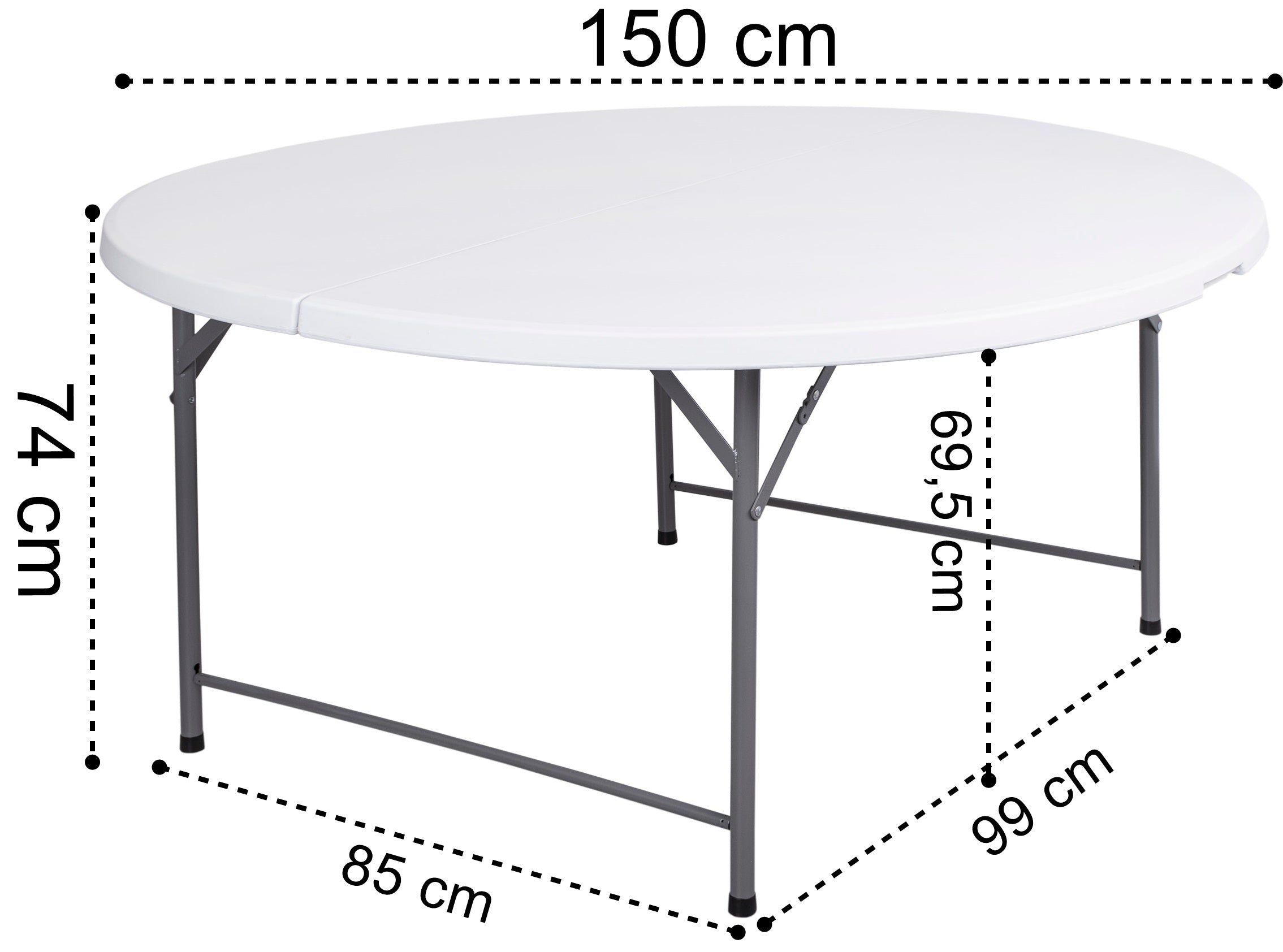 Popular Blow Molded Outdoor Hotel Restaurant Furniture Durable White Plastic Folding Round Banquet Table