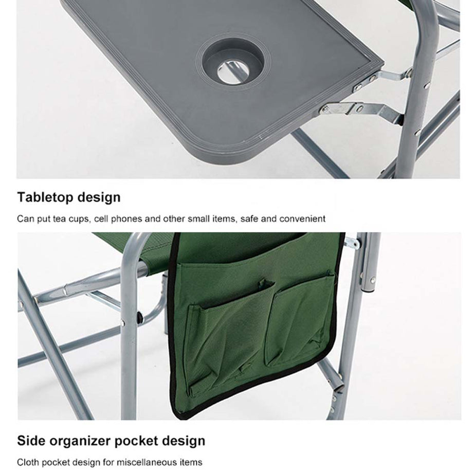 Lightweight Professional Folding Aluminum Director Chair Durable Outdoor Portable Director Chairs With Side Table And Bags