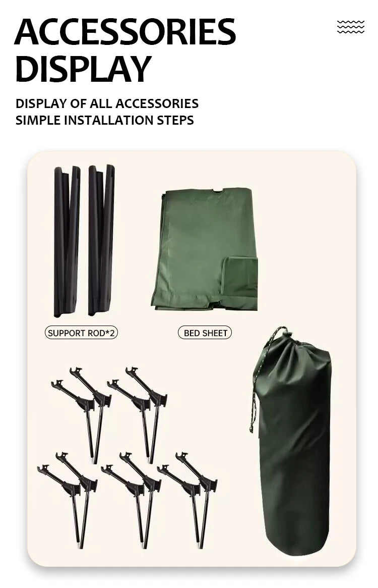 Customized Logo Ultralight Portable Folding Cot Travel Compact Sleeping Beds Aluminum Camping Bed