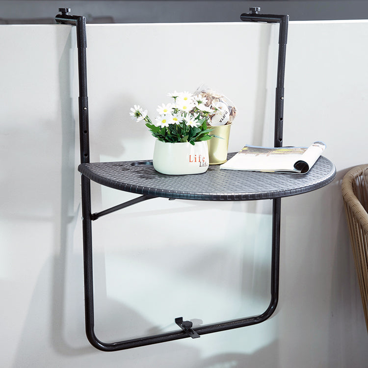 Adjustable Hdpe Wicker Side Table Garden Folding Hanging Balcony Railing Table