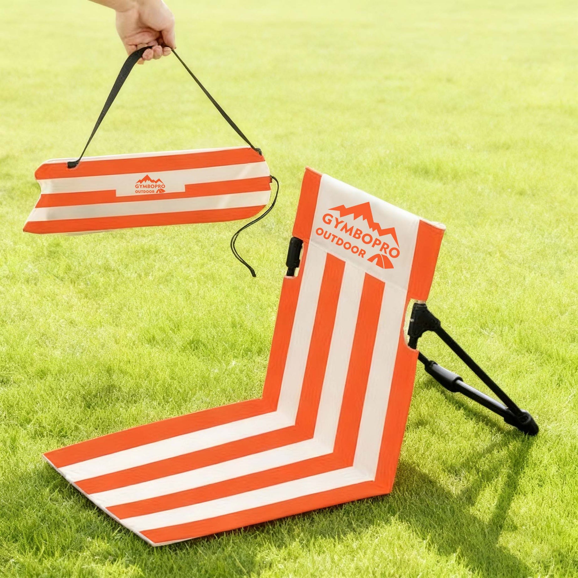 Outdoor Reclining Cushion Compact Camping Hiking Picnic Mat Folding Beach Chair with Backrest
