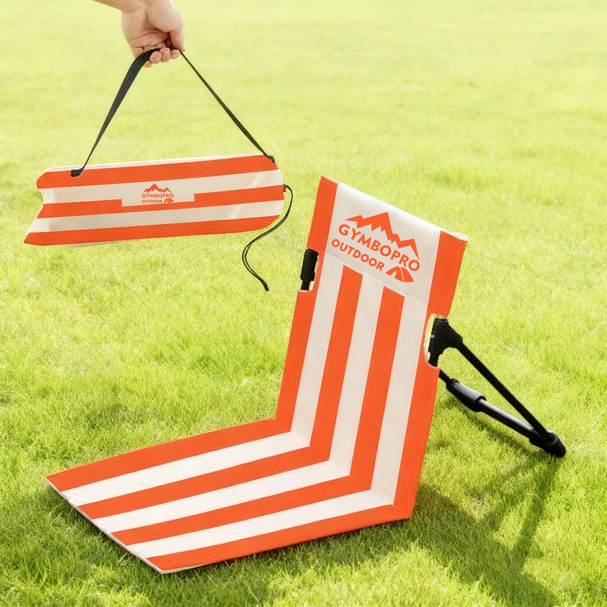 Outdoor Reclining Cushion Compact Camping Hiking Picnic Mat Folding Beach Chair with Backrest