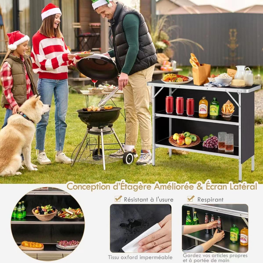 Outdoor Portable Garden Bar Table Furniture Poker Banquet Catering Bbq Black Camping Picnic Folding Table For Wholesale