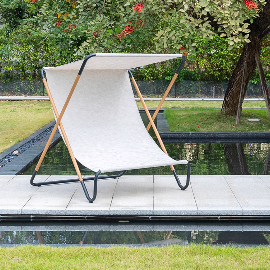 Light Luxury Folding Portable Patio Chaise Outdoor Garden Poolside Beach Sun Shade Lounge Chair with Canop