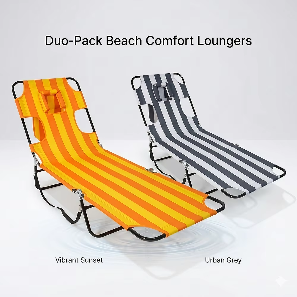 Luxury Outdoor Adjustable Portable Steel Foldable Fishing Camping Beach Lounge Chair