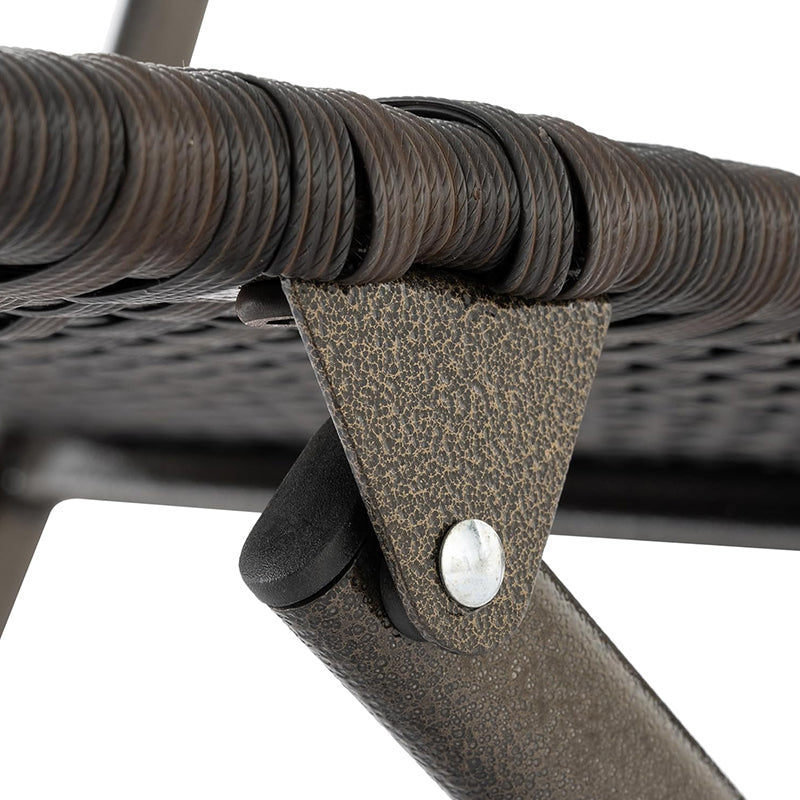 Garden Outdoor Black PE Rattan Folding Table Chair Set Plastic Square