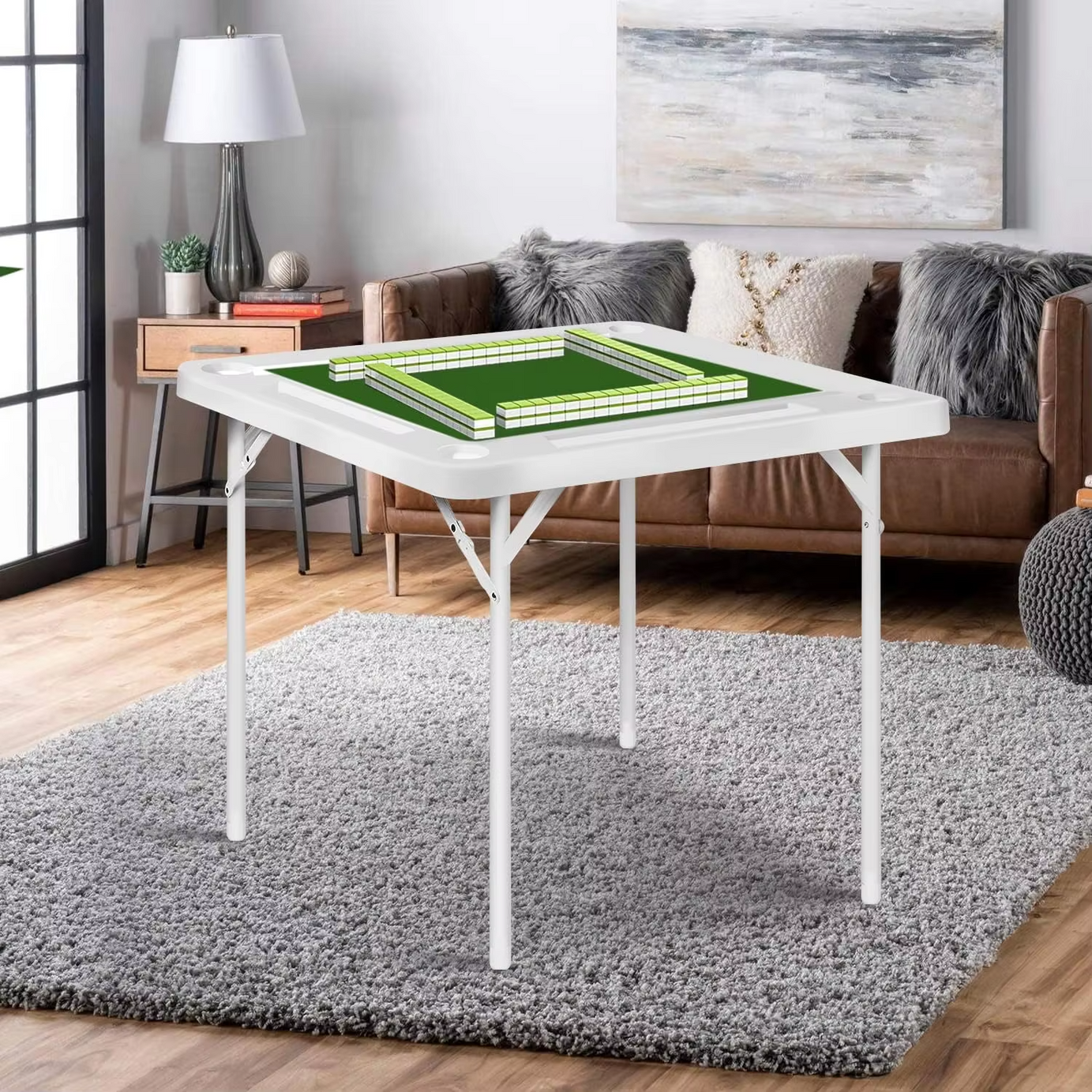 White Folding Plastic Material Square Blow Mold Domino Games Table