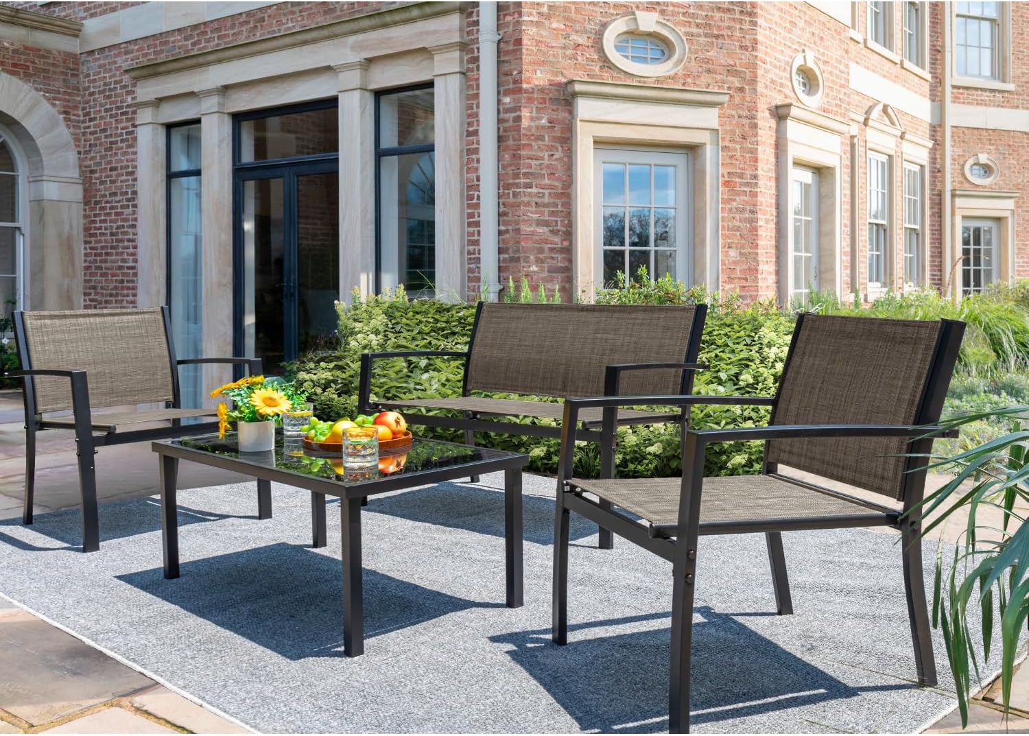 Steel Frame Modern Outdoor Garden Sofa Set Patio Furniture