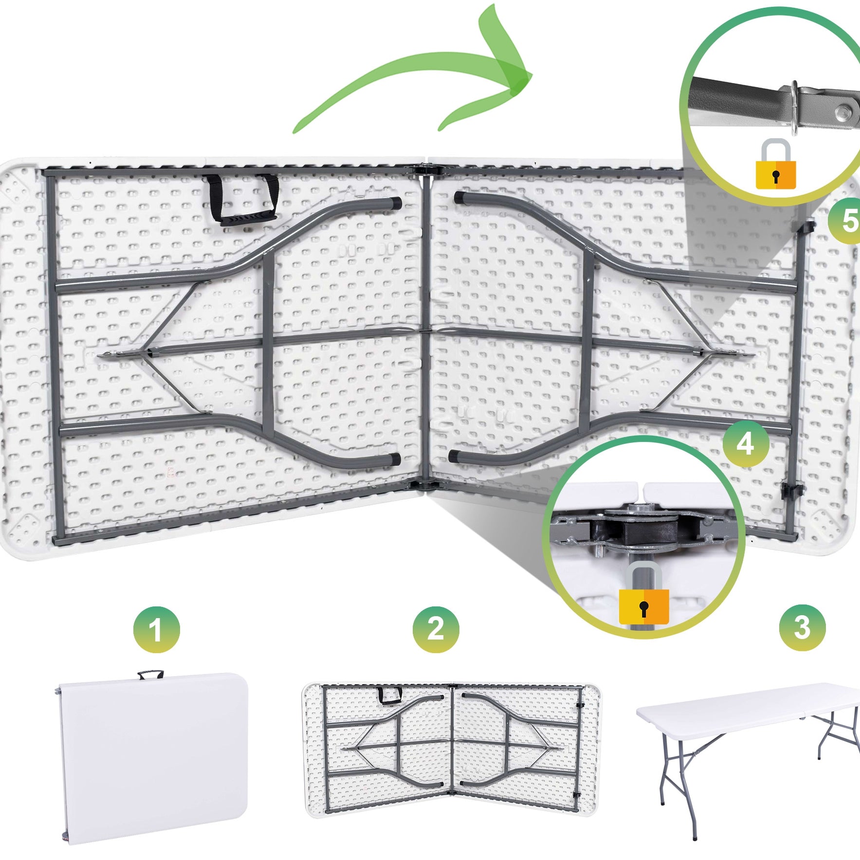 6ft Mesa Outdoor Garden Banquet Party Dining White Hdpe Plastic Folding Table For Party